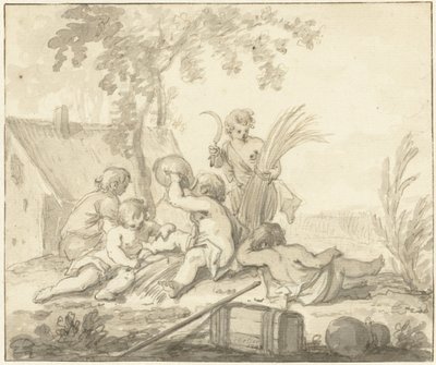 Représentation allégorique avec enfants et attributs de l