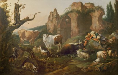 Animaux de ferme dans un paysage, 1685 - Johann Heinrich Roos