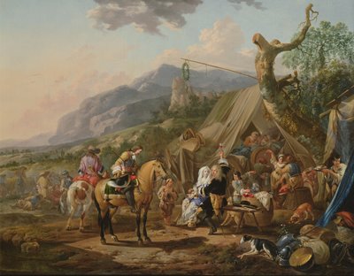 Commandant militaire dans un campement de montagne avec des fêtards - Johann Heinrich Roos