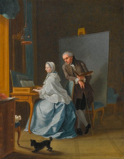 Autoportrait avec sa femme Marie Sophie au clavecin, 1756 - Johann Heinrich Tischbein the Elder