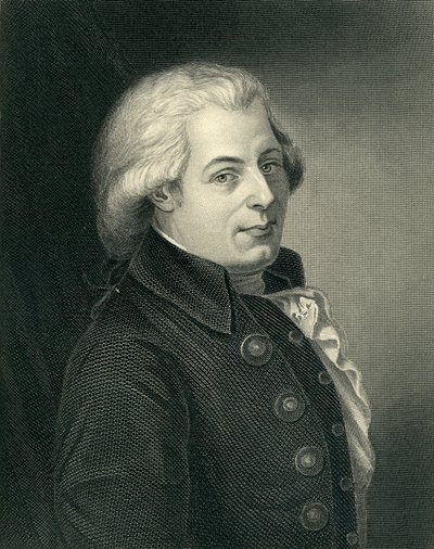 Portrait de Wolfgang Amadeus Mozart (1756-91) compositeur autrichien, gravé par Lazarus Gottlieb Sichling (1812-63) - Johann Heinrich Wilhelm Tischbein
