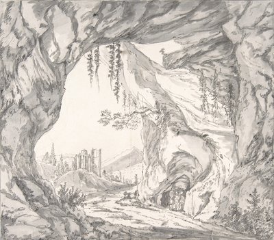 Paysage montagneux avec ruines d