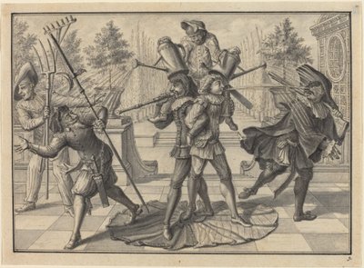Arlequin et Scaramouche Créent une "Fontaine" - Johann Jacob Schubler