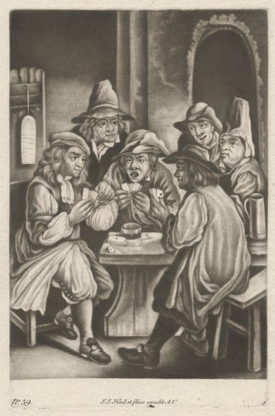 Hommes jouant aux cartes - Johann Jacobus Haid