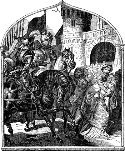 Le siège du château de Weinsberg et les femmes fidèles 1140 Illustration de l