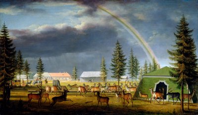 La ménagerie dans le parc du palais de Gatchina, 1792 - Johann Jakob Mettenleiter