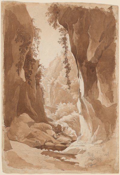Falaises surplombant une gorge fluviale près de Sorrente - Johann Joachim Faber