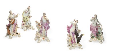 Cinq figures de Meissen emblématiques des sens, vers 1765 (porcelaine) - Johann Joachim Kaendler