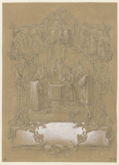 Projet pour une carte de baptême - Johann Klein (attributed to)