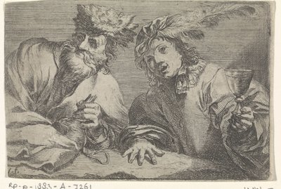 Vieil homme et jeune homme à une table - Johann Liss