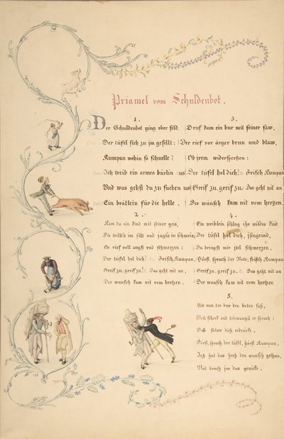 Feuilles de vers : Priamel vom Schuldenbot, fin du XVIIIe-début du XIXe siècle - Johann Martin Usteri