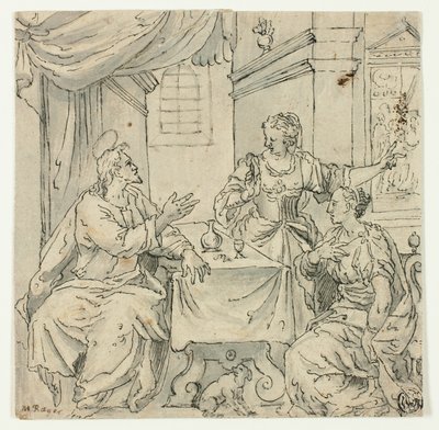 Le Christ à la table de Marie et Marthe - Johann Mathias Kager
