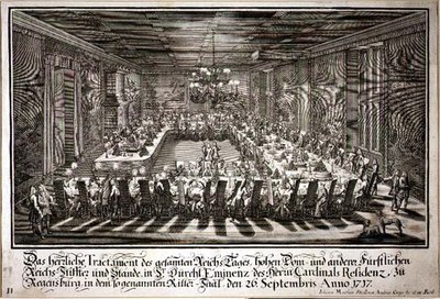 Banquet dans la salle du roi au palais du cardinal de Ratisbonne, 26 septembre 1717 - Johann Matthias and Geyer Andreas Steidlin