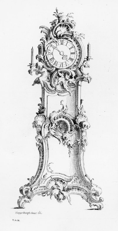 Conception pour une horloge de parquet, vers 1750 - Johann Michael Hoppenhaupt