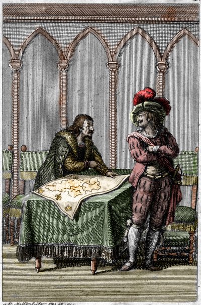 Empereur Albert Ier de Habsbourg (1255-1308) étudiant la carte de France lors du conflit entre le pape Boniface VIII et le roi Philippe IV de France - Johann Michael Mettenleiter