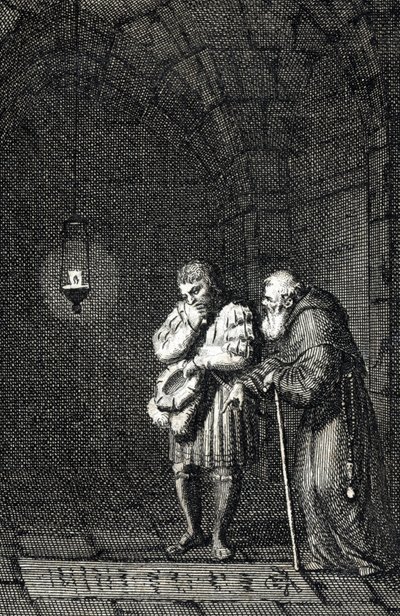 Empereur Charles IV (1346-1378) au tombeau de Widukind de Saxe à Enger, Allemagne en 1377 Gravure de Johann Michael Mettenleiter - Johann Michael Mettenleiter