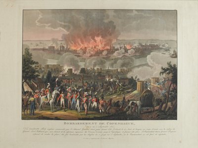 Bombardement de Copenhague, 2-5 septembre 1807, aquatinte colorée par et après J. Laurent Rugendas, publiée par J. Laurent Rugendas, Augsbourg, 1807 - Johann Moritz Rugendas