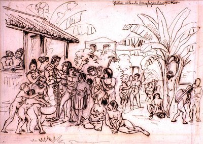 Indiens visitant un Domaine, Brésil, vers 1825 - Johann Moritz Rugendas