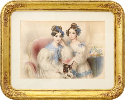 Double portrait des archiduchesses Maria Theresa 1816-1867 et Maria Karoline 1825-1915, 1832 - Johann Nepomuk Ender