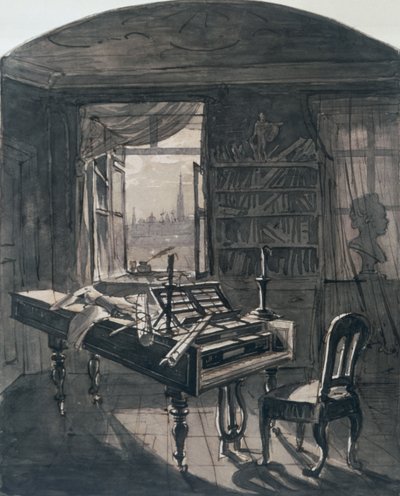 Chambre de Beethoven au moment de sa mort, 1827 - Johann Nepomuk Hoechle