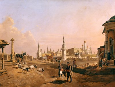 Vue du pont Bolchoï Kamenny et du Kremlin depuis Zamoskvorechye, 1837 - Johann Nepomuk Rauch