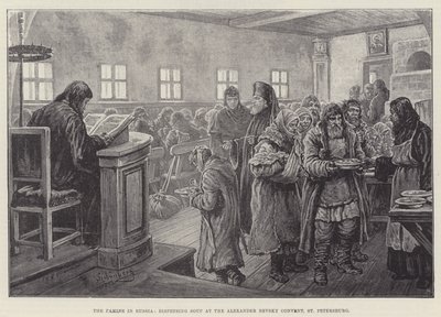 La famine en Russie, distribution de soupe au couvent Alexandre Nevski, Saint-Pétersbourg - Johann Nepomuk Schonberg