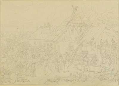 Feu dans le village - Johann Peter Krafft