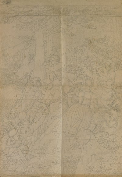 Dessin de contour pour "Scène de la lutte pour la liberté du Tyrol" - Johann Peter Krafft