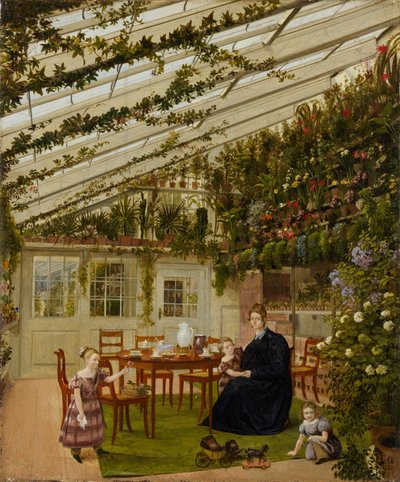 La famille de M. Westfal dans la serre, 1836 - Johann Philipp Eduard Gartner