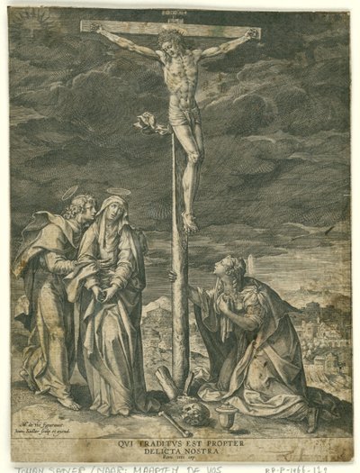 Christ en croix, avec Marie, Jean et Marie Madeleine - Johann Sadeler (I)