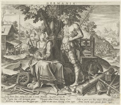 Allemagne avec Cérès et Bacchus (Allegorische voorstellingen van Europese landen) - Johann Sadeler (I)