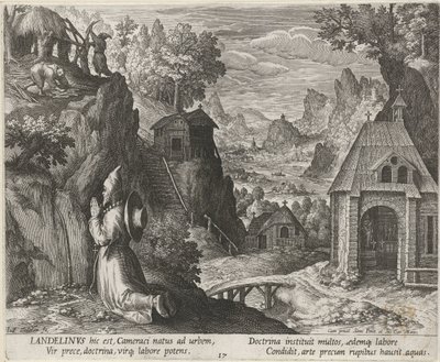 Saint Landelin en ermite (Kluizenaars, Oraculum Anachoreticum) - Johann Sadeler (I)