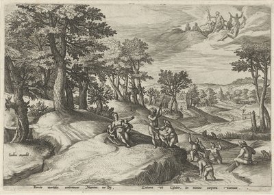 Leto (Latone) transforme les Lyciens en grenouilles - Johann Sadeler (I)