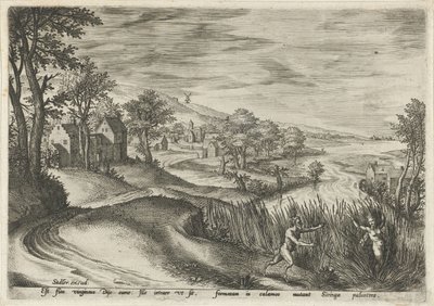 Pan poursuit la nymphe Syrinx - Johann Sadeler (I)