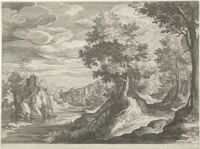 Paysage fluvial avec un château - Johann Sadeler (I)