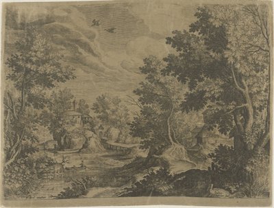 Paysage fluvial avec une barque - Johann Sadeler (I)