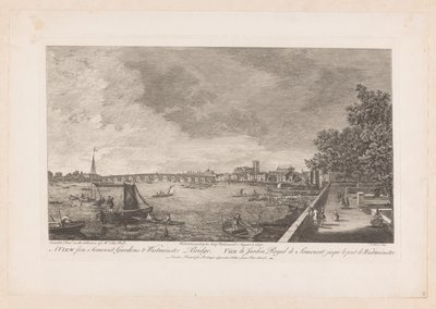 Vue des jardins de Somerset sur le pont de Westminster à Londres - Johann Sebastian Muller