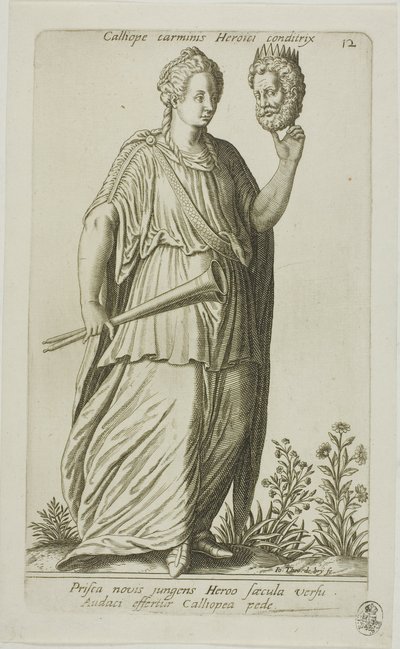 Calliope, Muse de la Poésie Épique, planche 12 de Parnassus Biceps - Johann Theodor de Bry