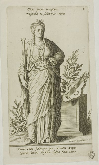 Erato, Muse de la Poésie Lyrique, plaque 11 de Parnassus Biceps - Johann Theodor de Bry