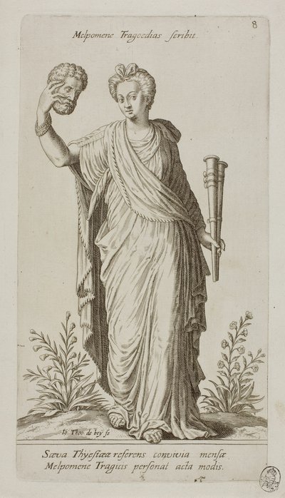 Melpomène, Muse de la Tragédie, planche 8 de Parnassus Biceps - Johann Theodor de Bry