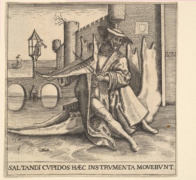 Le riche homme jouant du violon sur une mâchoire - Johann Theodor de Bry
