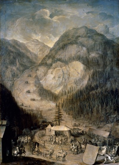 Charles VI, empereur romain germanique, inspectant la chasse au chamois à Eisenerz - Johann Veit Hauck