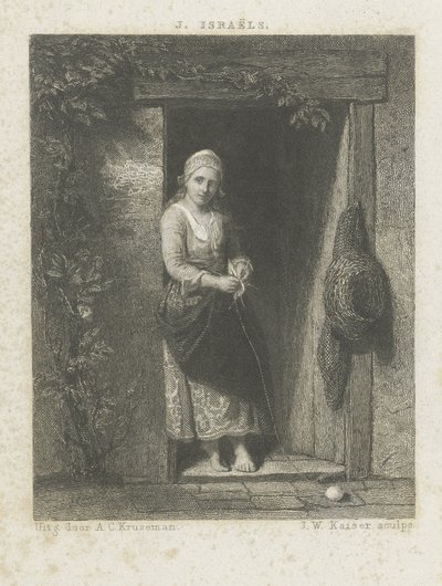 Jeune femme avec tricot - Johann Wilhelm Kaiser (I)