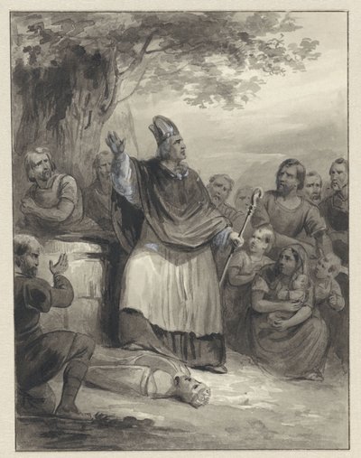 Willibrord prêche la foi à Walcheren, 695 - Johann Wilhelm Kaiser (I)