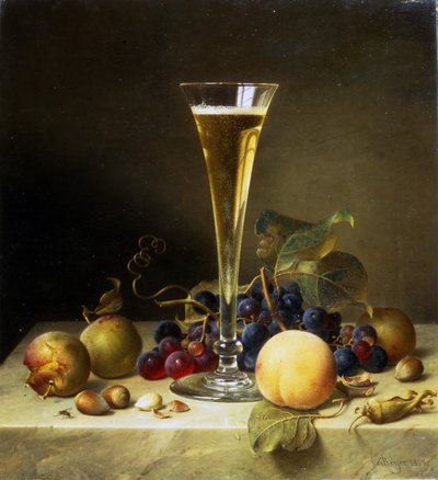 Nature morte avec un verre de champagne, 1855 - Johann Wilhelm Preyer