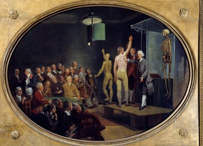 Conférence de William Hunter (1718-1783), anatomiste écossais à la Royal Academy - Johann Zoffany