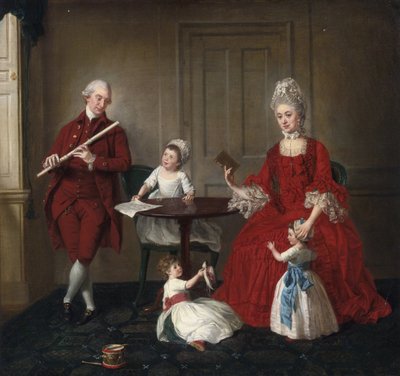Rococo : Portrait de M. et Mme James Blew et leurs trois enfants dans un intérieur élégant - Johann Zoffany