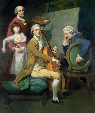 Autoportrait avec sa fille, Maria Theresa (?) et peut-être Giacobbe et James Cervetto (?) vers 1779 - Johann Zoffany