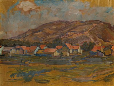 Paysage avec maisons et montagne - Johanna Kampmann Freund