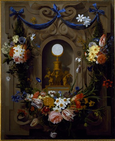 Eucharistie dans une couronne de fleurs - Johannes Antonius van der Baren
